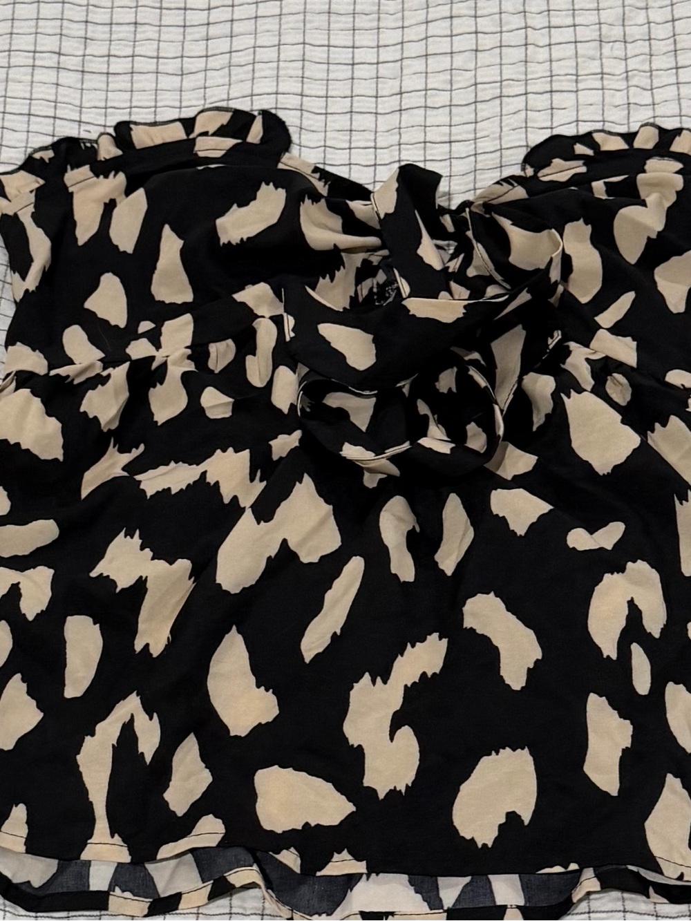 Black and Cream Animal Print Strapless Top